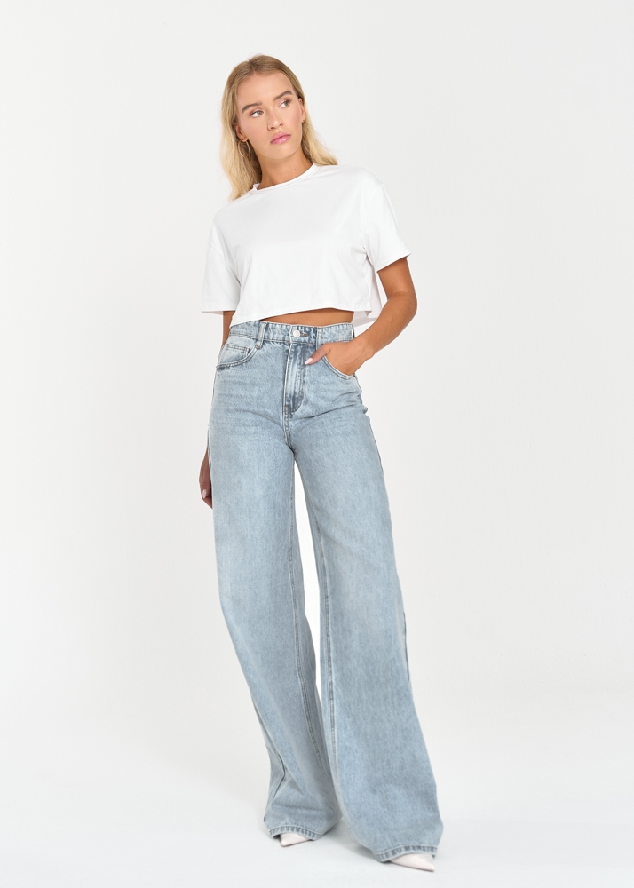 Wide leg jeans sky blauw