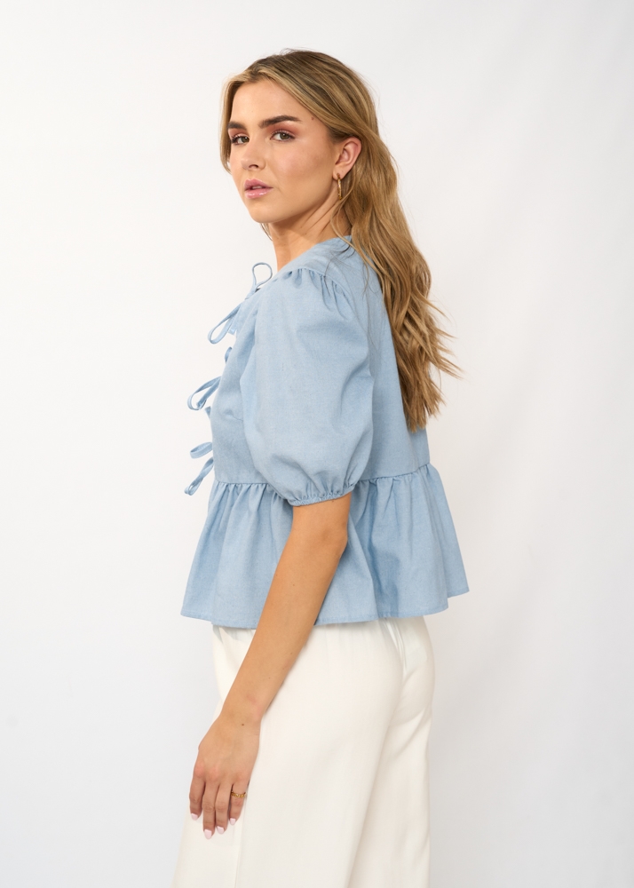 Yara top blauw