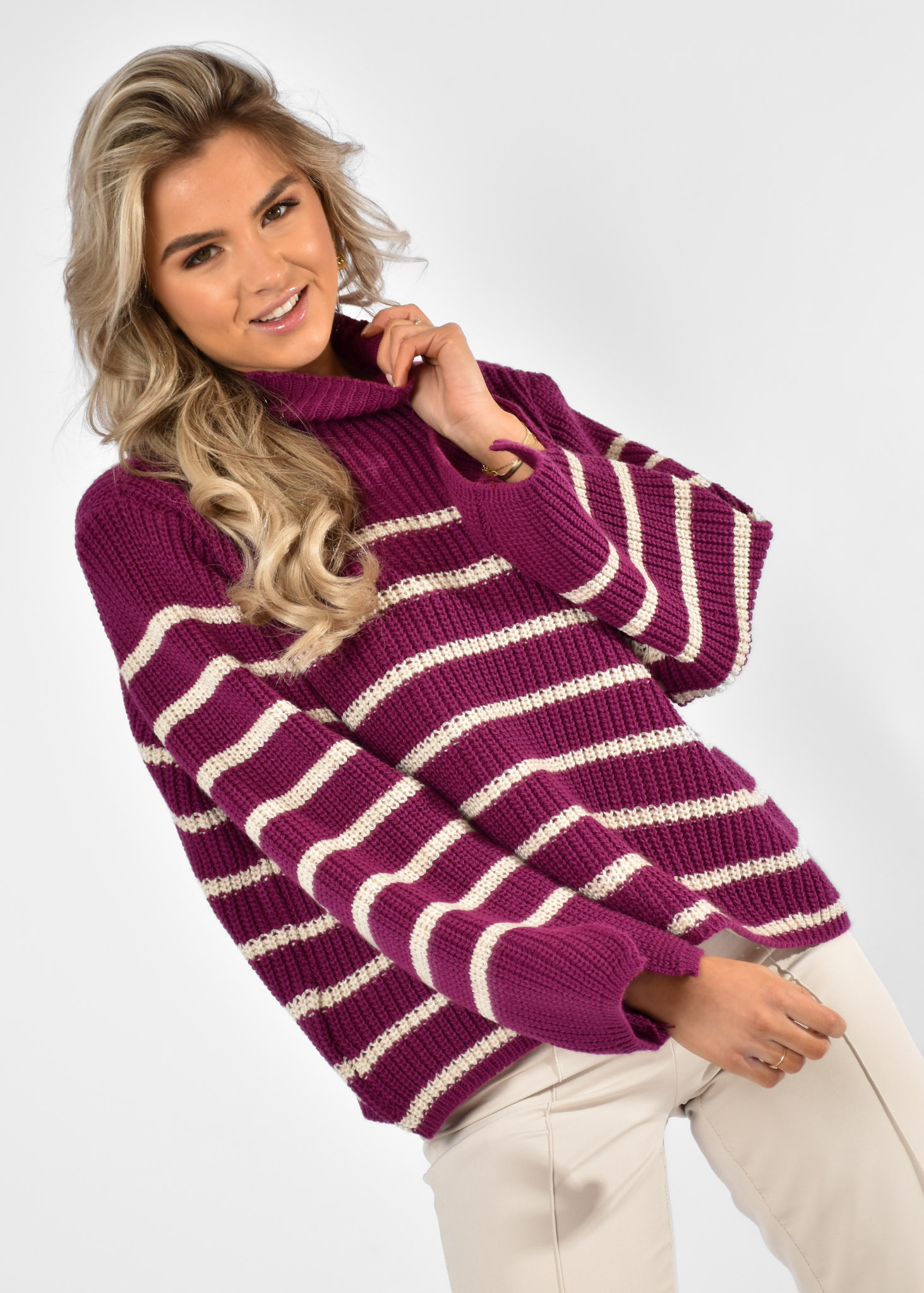 escaleren Onderhandelen Vochtigheid Gestreepte paarse trui | Truien en knits | tess v