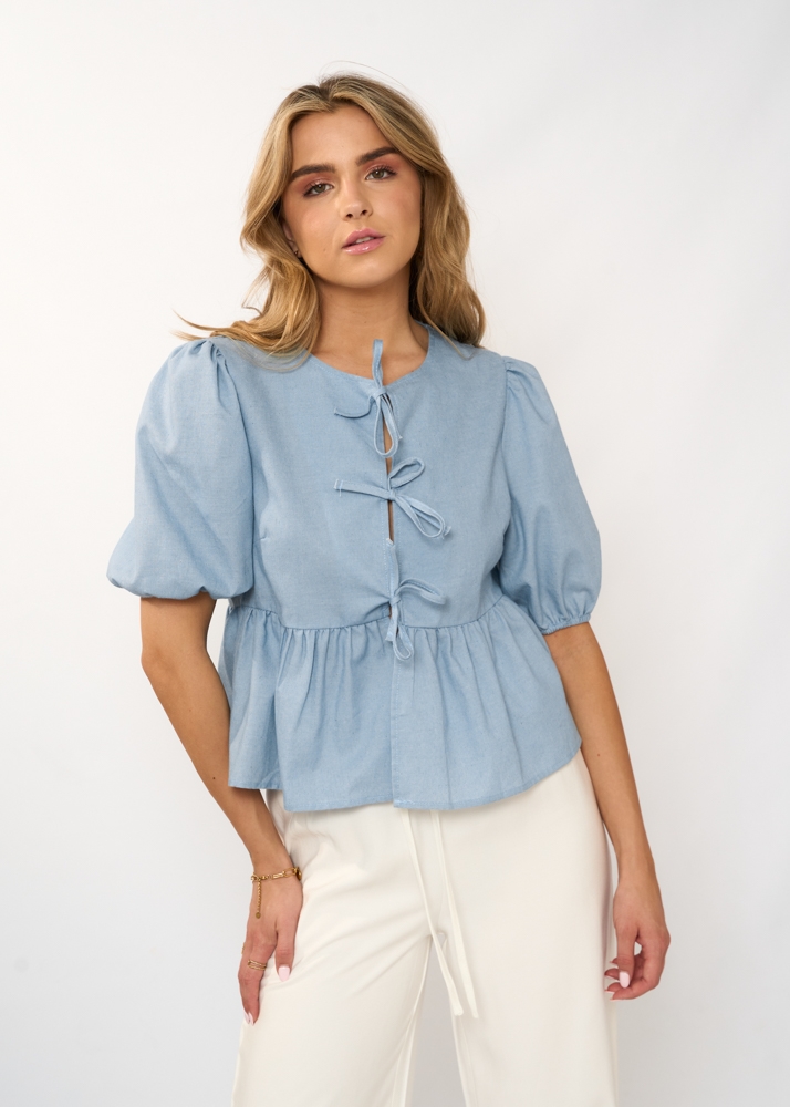 Yara top blauw