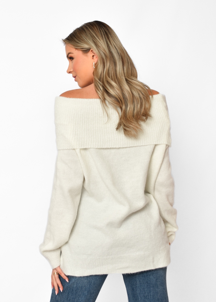 Noa off shoulder trui wit