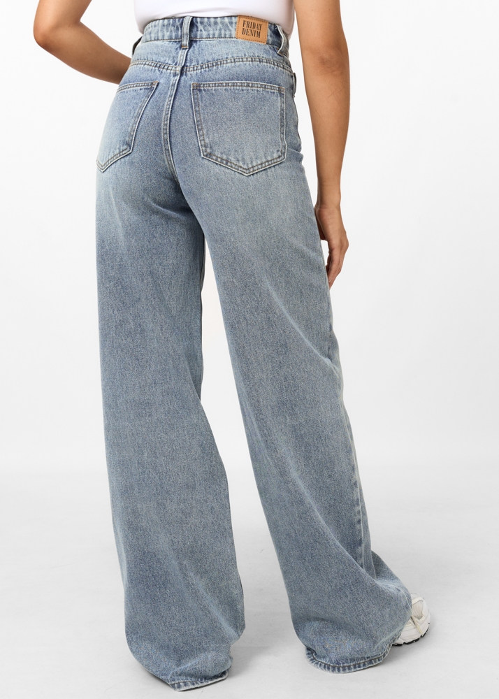 Wide leg jeans sea blauw