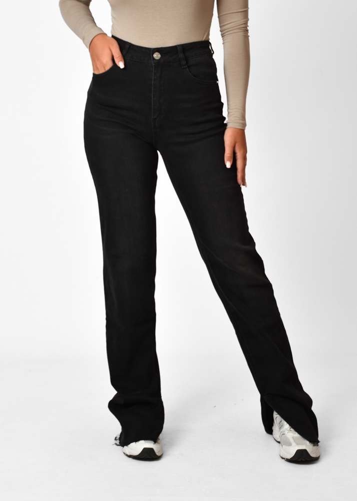 Split jeans stretch zwart