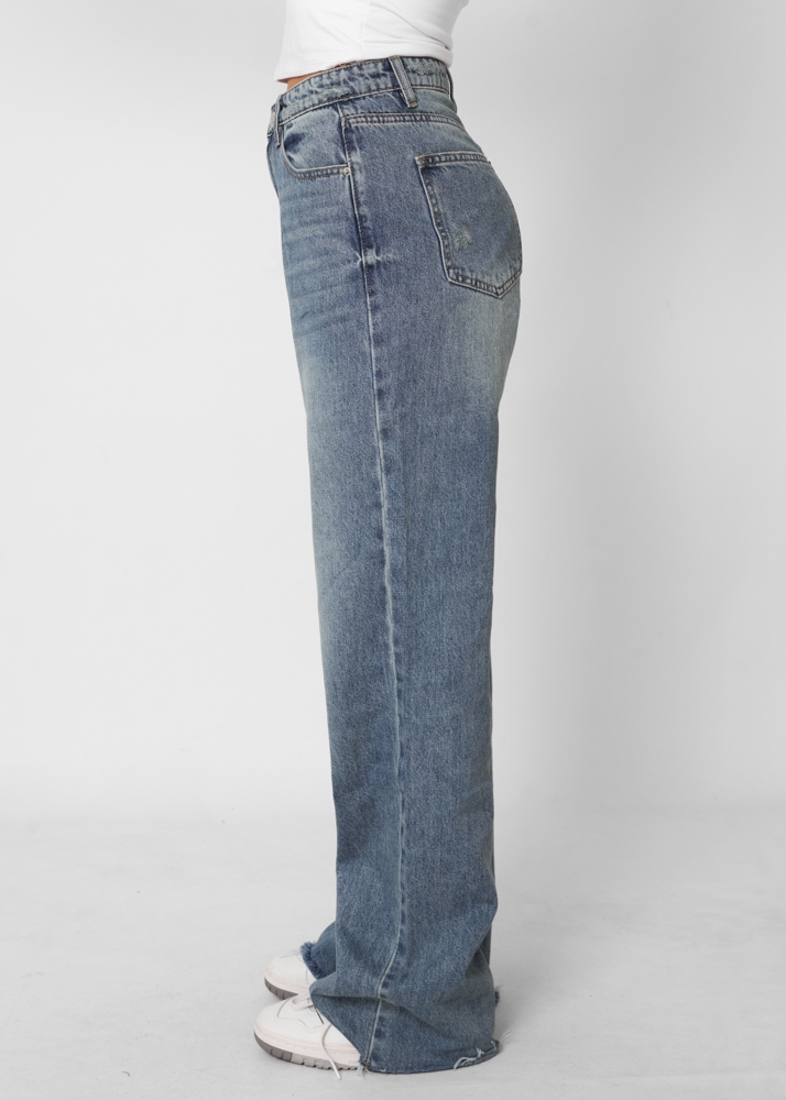 Straight leg jeans vintage donkerblauw