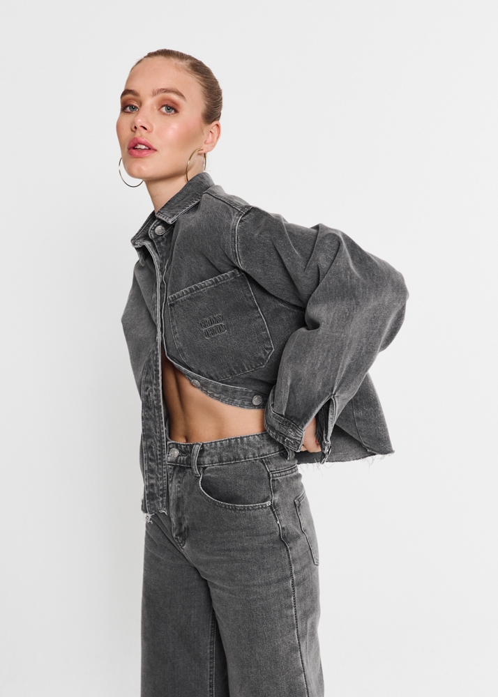 Denim blouse grijs