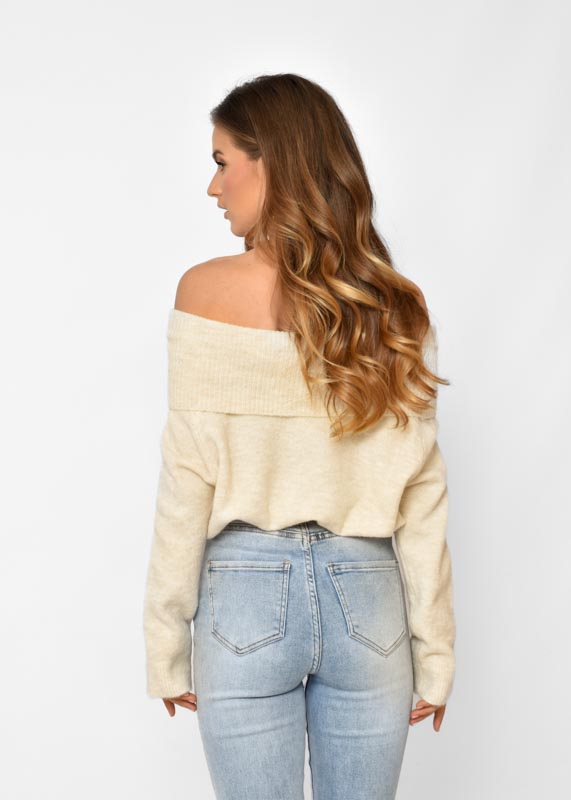 Noa off shoulder trui creme