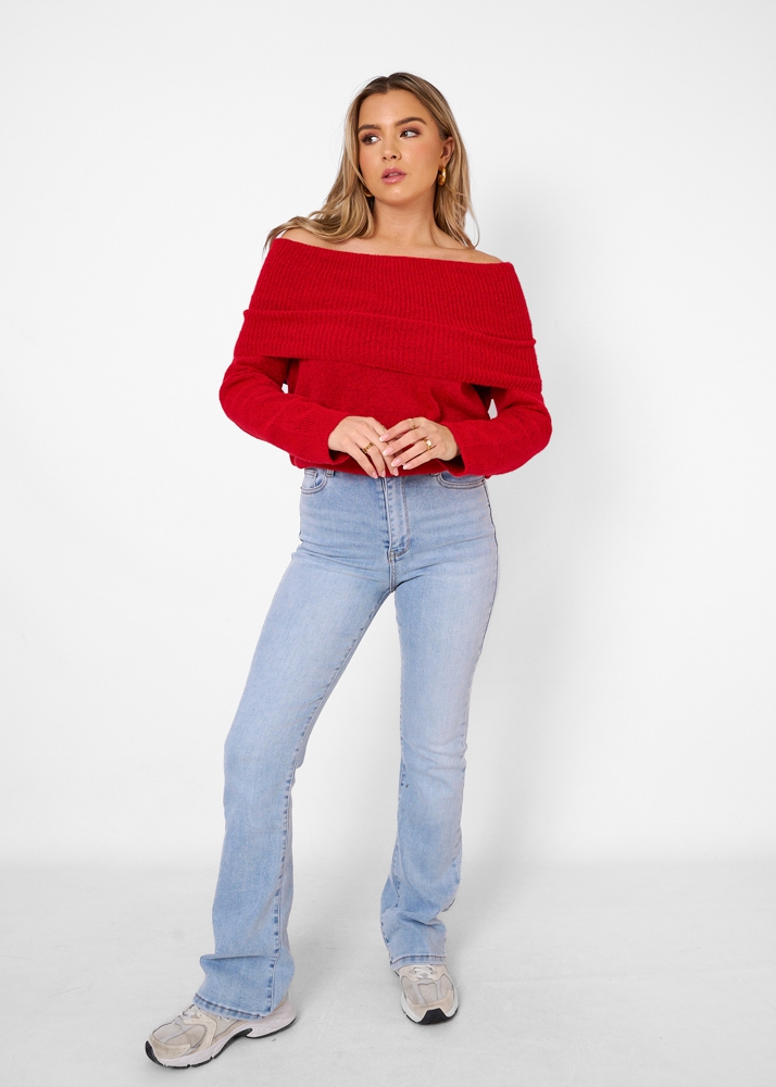 Noa off shoulder trui rood