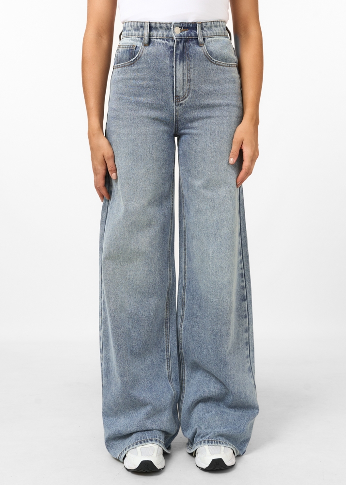 Wide leg jeans sea blauw