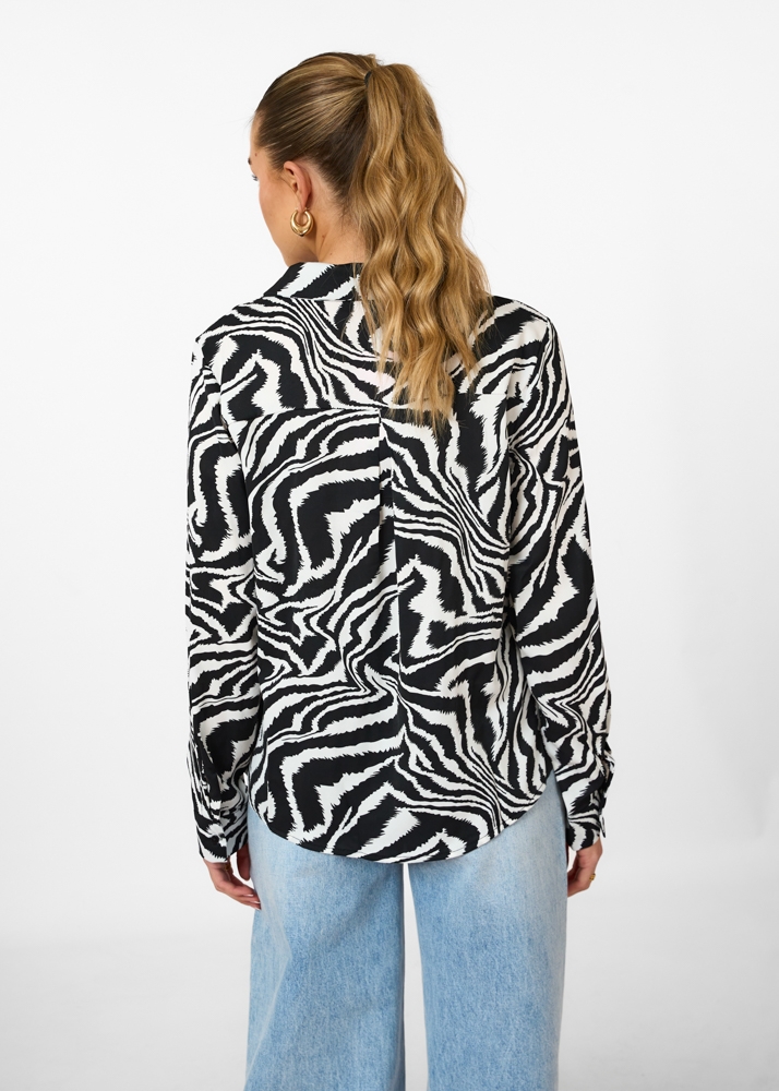 Mila zebra blouse zwart