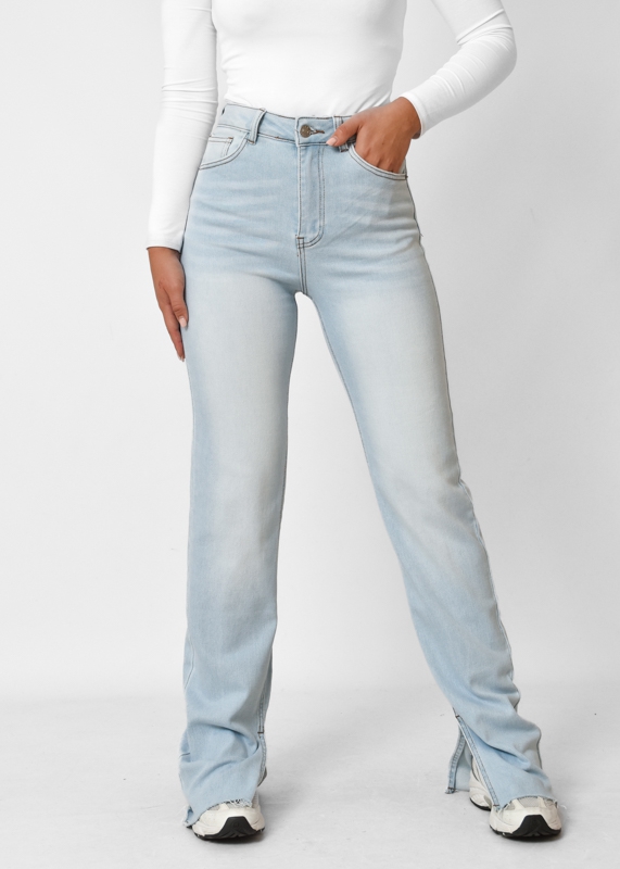 Split jeans stretch lichtblauw