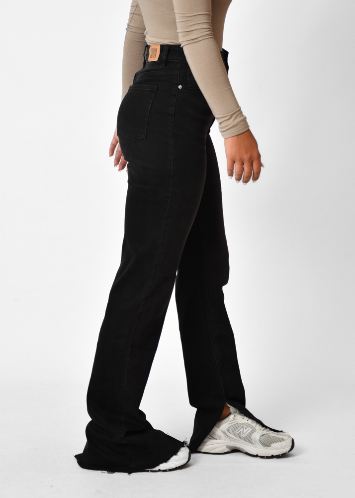 Split jeans stretch zwart