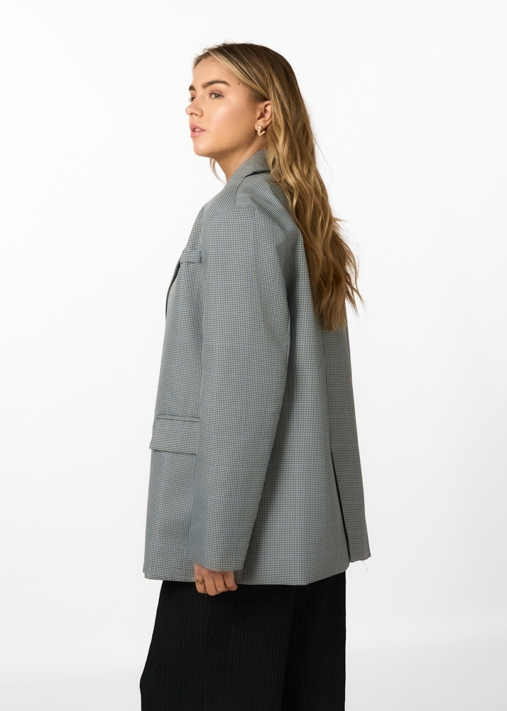 Marit geruite blazer grijs