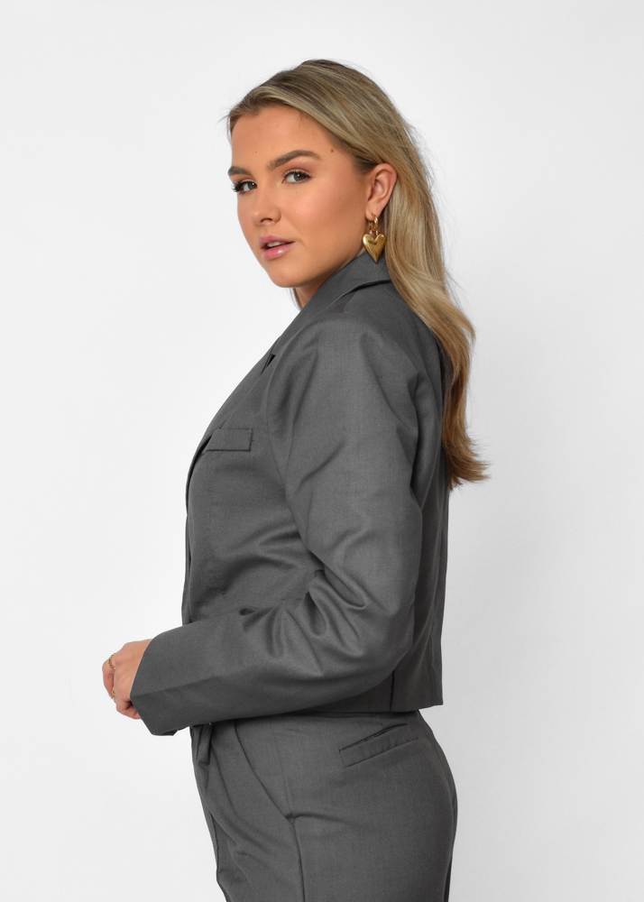 Cato cropped blazer donkergrijs