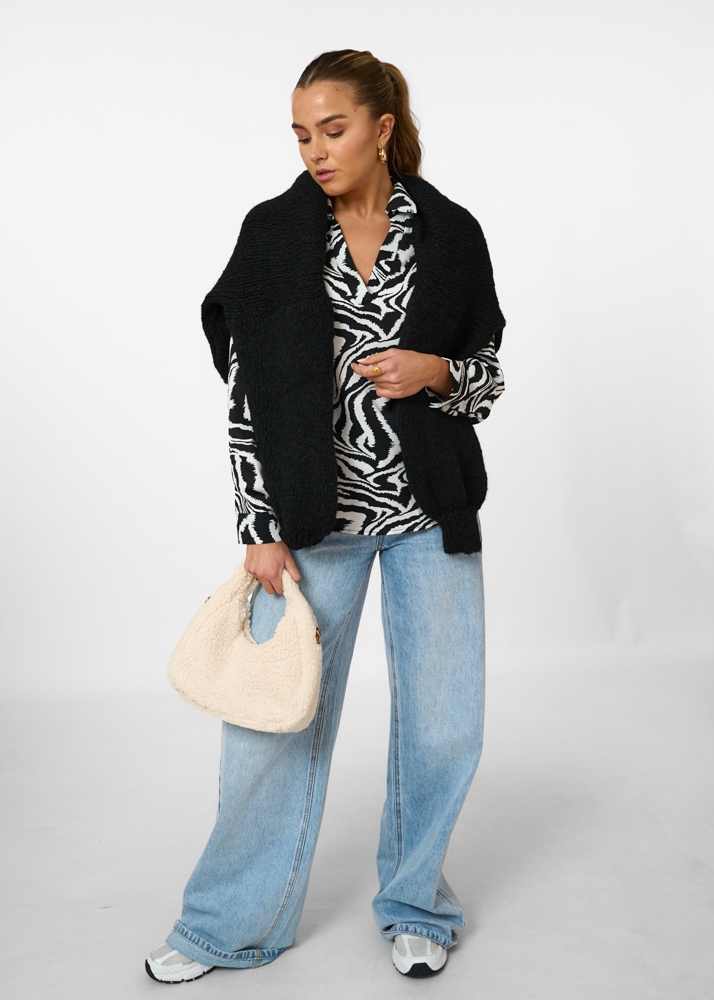 Mila zebra blouse zwart