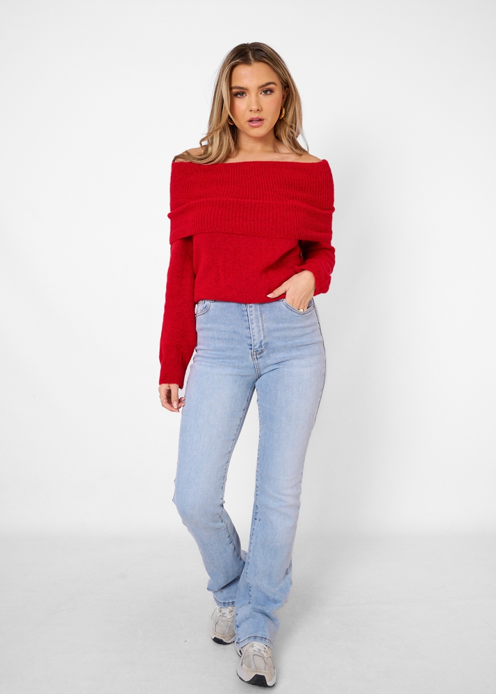 Noa off shoulder trui rood