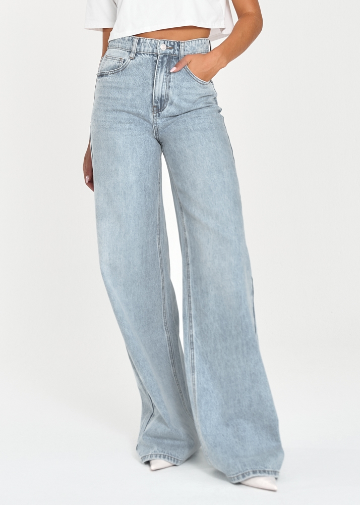 Wide leg jeans sky blauw