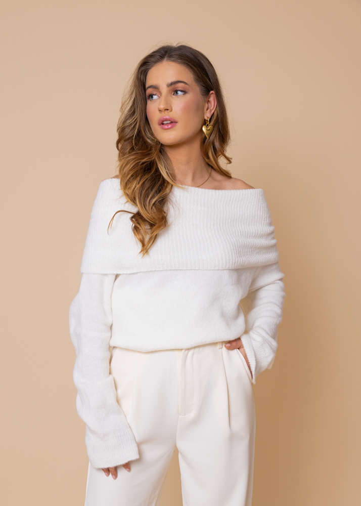 Noa off shoulder trui wit