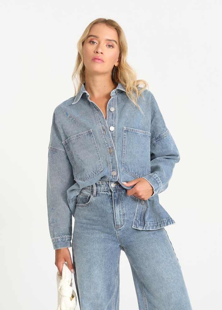 Oversized denim blouse