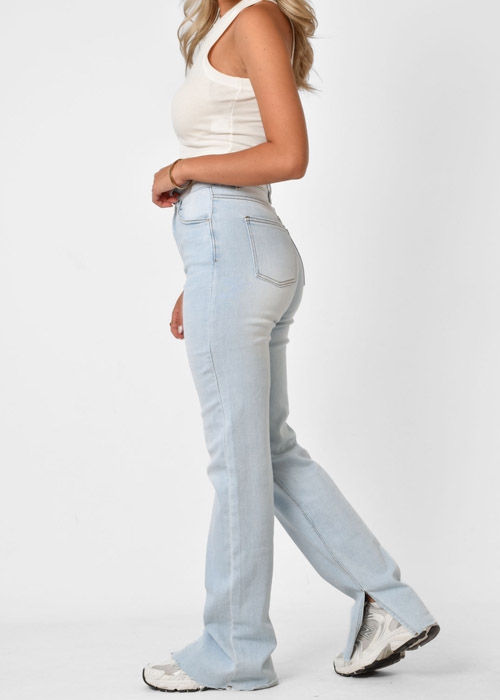 Split jeans stretch lichtblauw