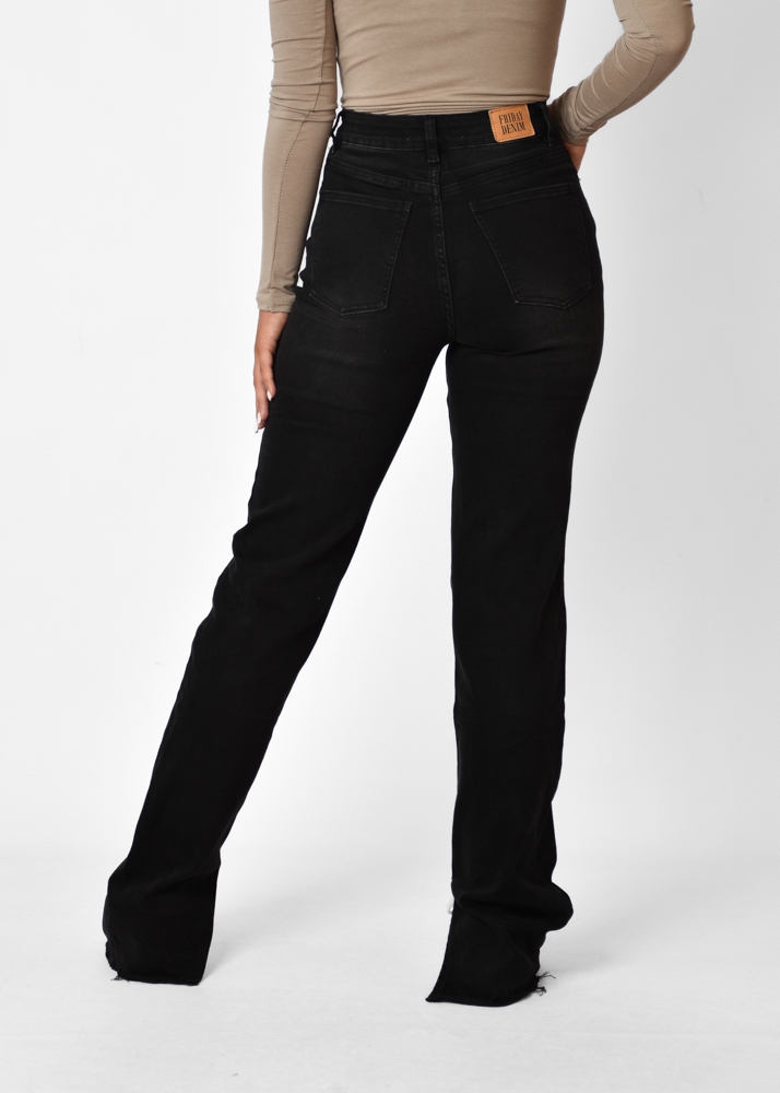 Split jeans stretch zwart