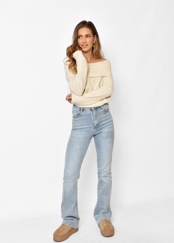 Noa off shoulder trui creme