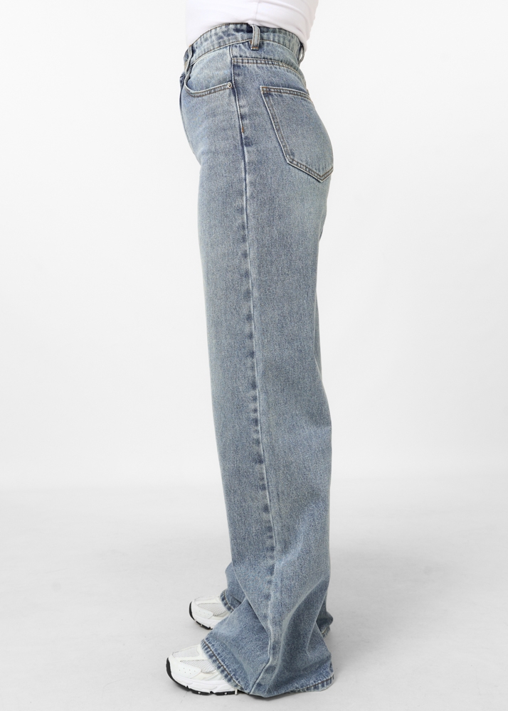 Wide leg jeans sea blauw