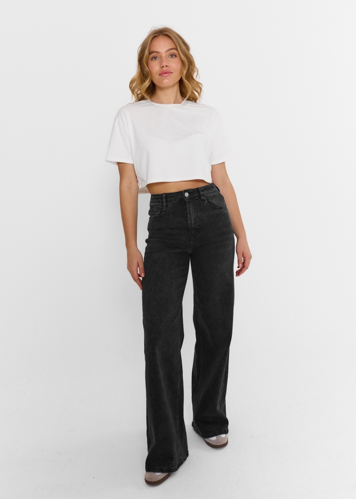 Wide leg stretch midnight zwart