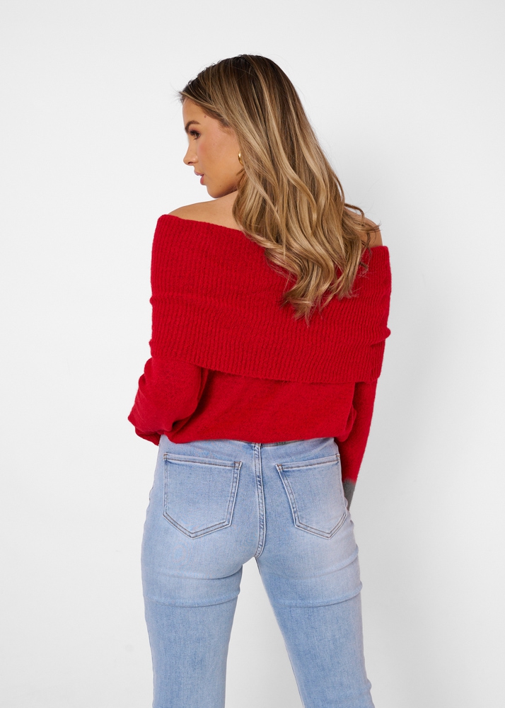 Noa off shoulder trui rood