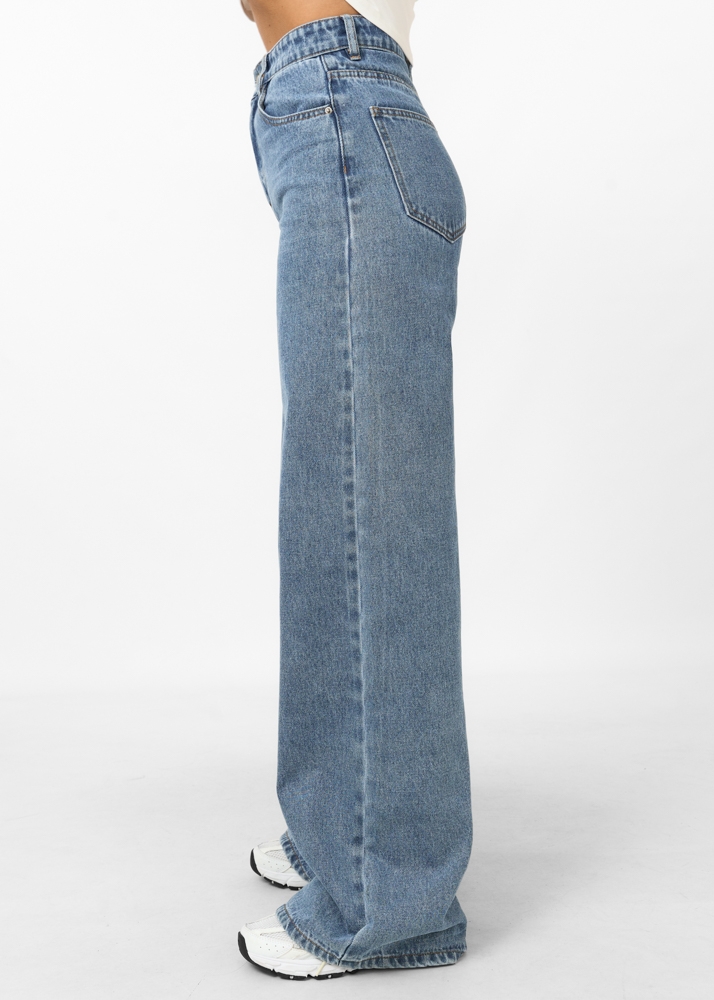 Wide leg jeans midden blauw