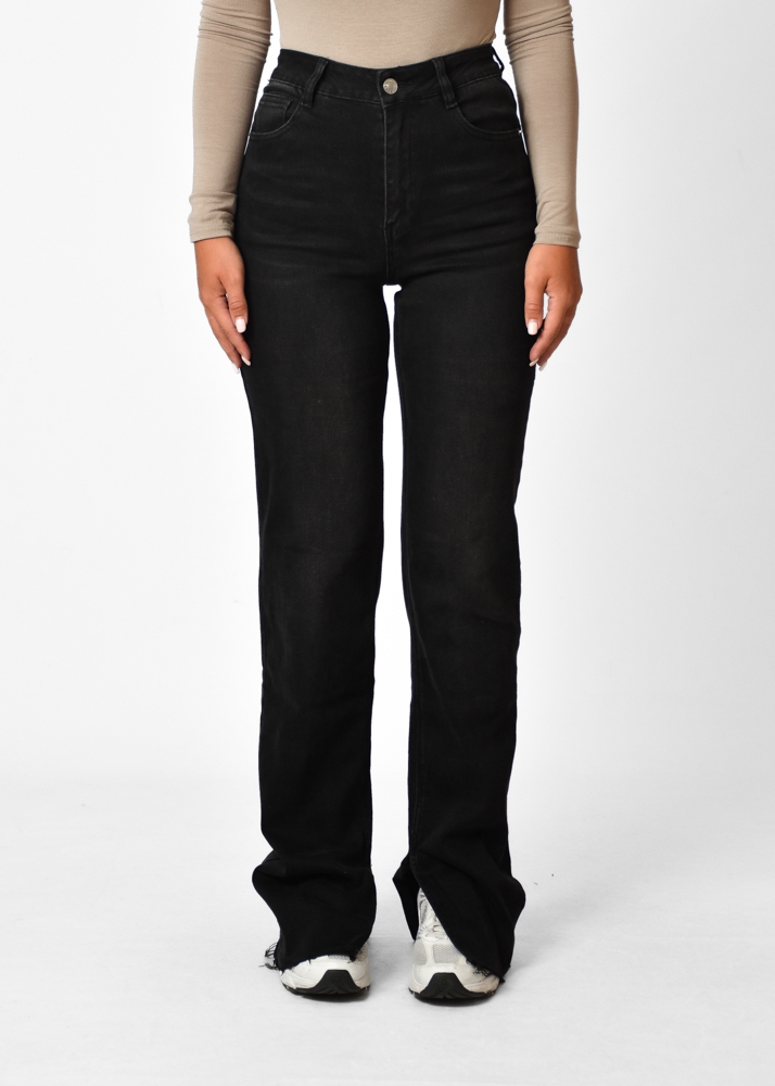 Split jeans stretch zwart