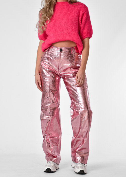 vasthoudend Incubus Wonen Roze metallic broek | broeken