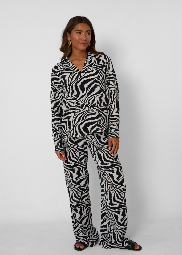 Mila zebra broek zwart