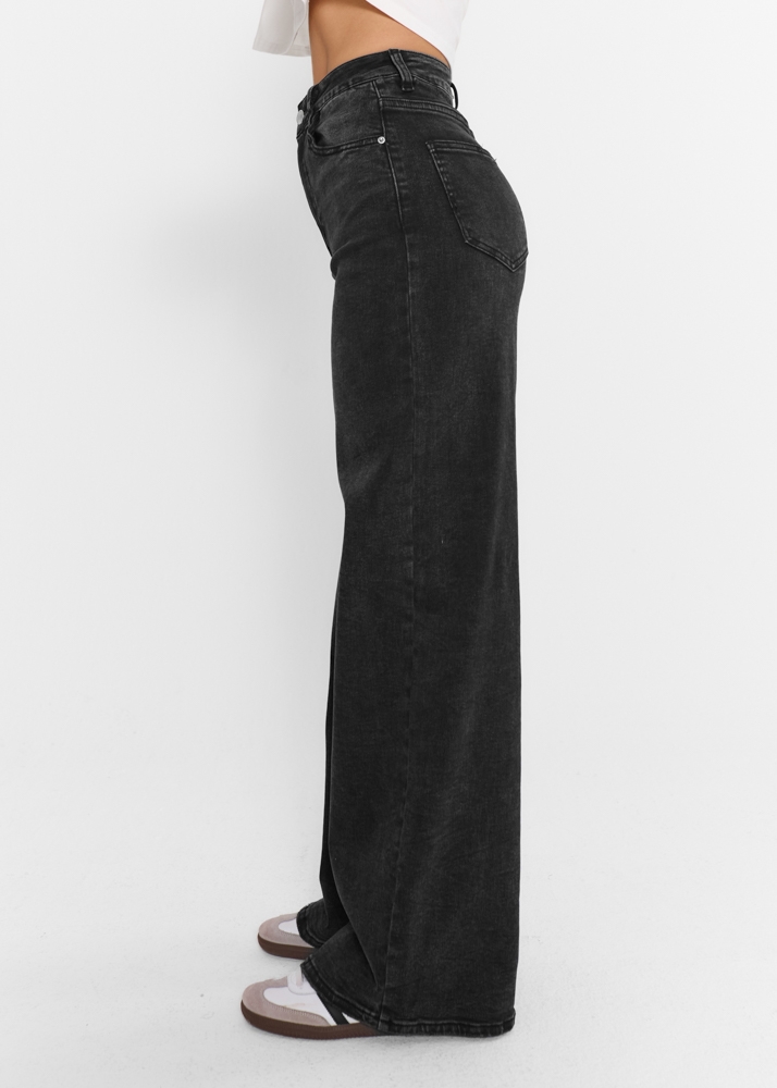 Wide leg stretch midnight zwart